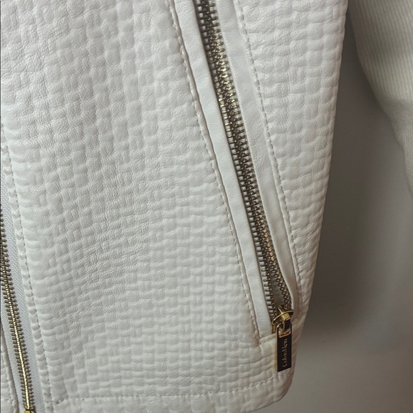 Calvin Klein Leather Women's Cream Faux Rider Jacket - Picture 5 of 13